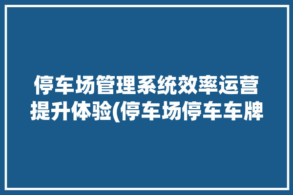 停车场管理系统效率运营提升体验(停车场停车车牌车辆支付)「停车场管理系统介绍」