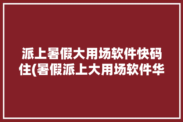 派上暑假大用场软件快码住(暑假派上大用场软件华为)