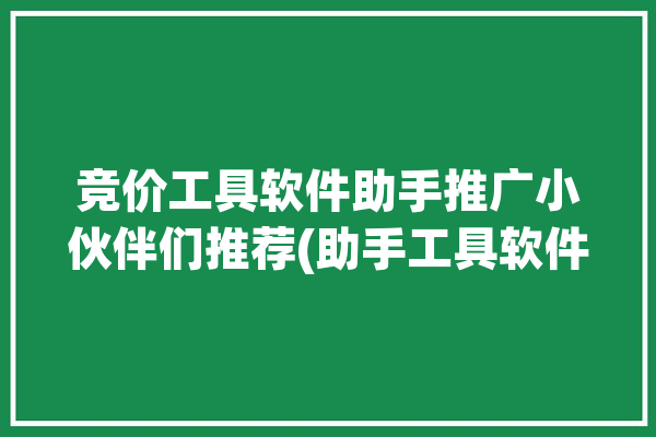 竞价工具软件助手推广小伙伴们推荐(助手工具软件青田竞价推广)