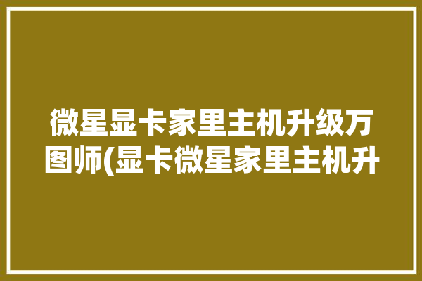 微星显卡家里主机升级万图师(显卡微星家里主机升级)「微星显卡万图师怎么样」