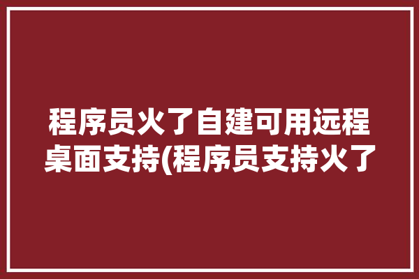 程序员火了自建可用远程桌面支持(程序员支持火了自建远程桌面)