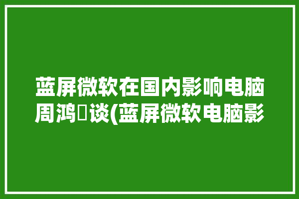 蓝屏微软在国内影响电脑周鸿祎谈(蓝屏微软电脑影响网络安全)「微软对中国的蓝屏事件」