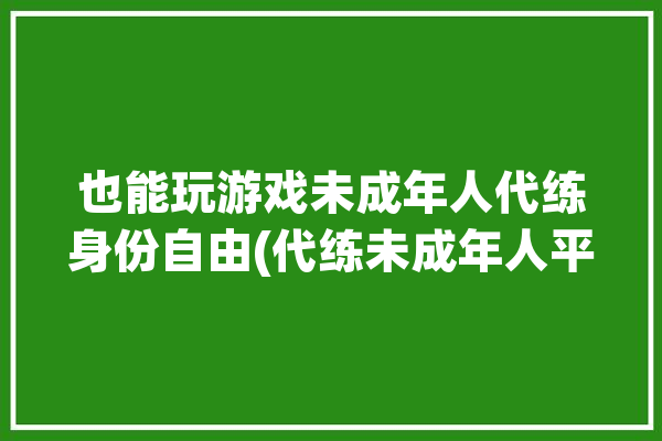 也能玩游戏未成年人代练身份自由(代练未成年人平台也能玩游戏)