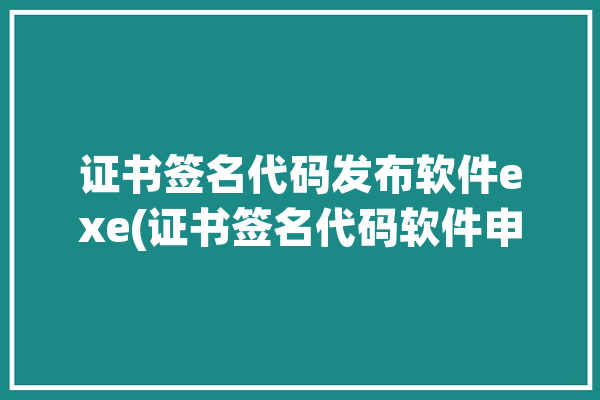 证书签名代码发布软件exe(证书签名代码软件申请)「证书签名工具」