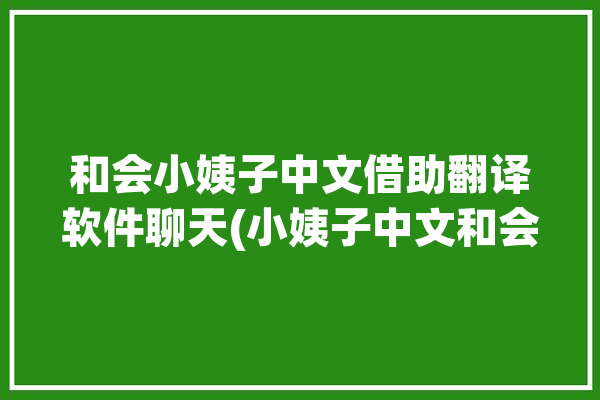 和会小姨子中文借助翻译软件聊天(小姨子中文和会翻译软件聊天)