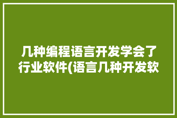 几种编程语言开发学会了行业软件(语言几种开发软件很好)「开发编程语言用什么软件」