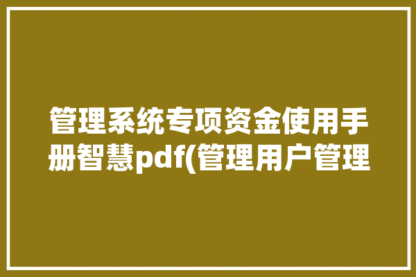 管理系统专项资金使用手册智慧pdf(管理用户管理系统操作专项资金)