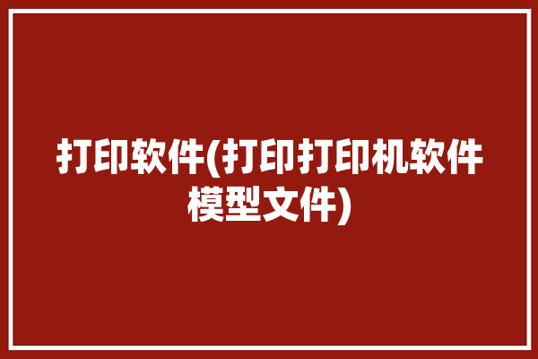 打印软件(打印打印机软件模型文件)「打印软件大全」