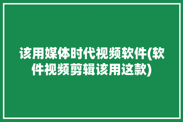 该用媒体时代视频软件(软件视频剪辑该用这款)「现在使用媒体是把媒体当成了什么工具」