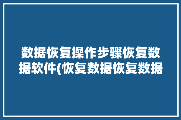 数据恢复操作步骤恢复数据软件(恢复数据恢复数据丢失软件)「数据恢复软件使用教程」