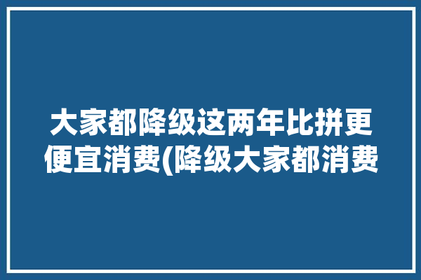 大家都降级这两年比拼更便宜消费(降级大家都消费这两年更便宜)