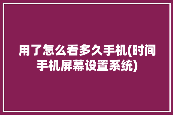 用了怎么看多久手机(时间手机屏幕设置系统)