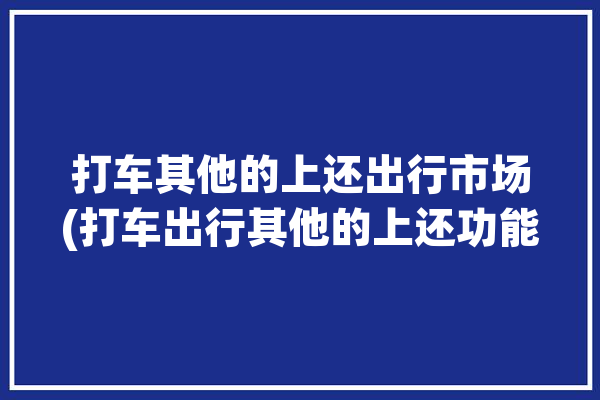 打车其他的上还出行市场(打车出行其他的上还功能)「打车其他费用是什么意思」