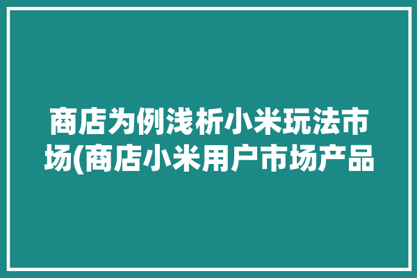 商店为例浅析小米玩法市场(商店小米用户市场产品)