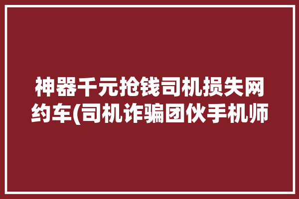 神器千元抢钱司机损失网约车(司机诈骗团伙手机师傅)「网约车司机抢单神器」