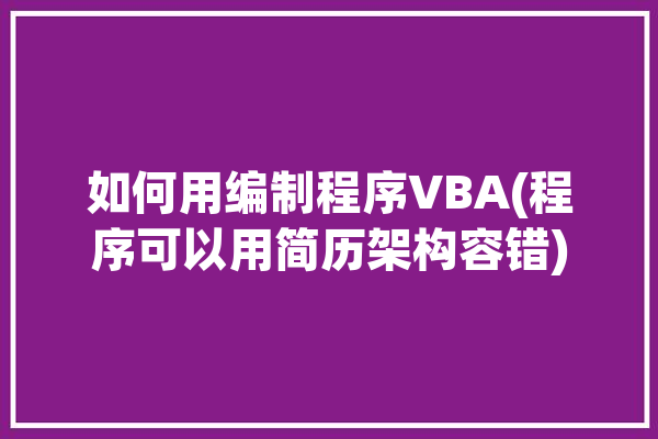 如何用编制程序VBA(程序可以用简历架构容错)「vba编程软件」