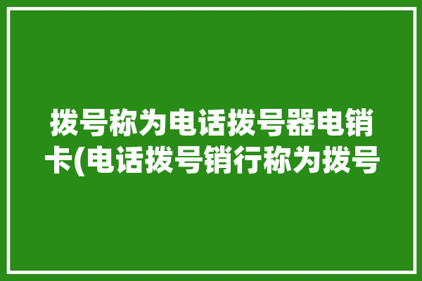 拨号称为电话拨号器电销卡(电话拨号销行称为拨号器)「拨号是啥意思」