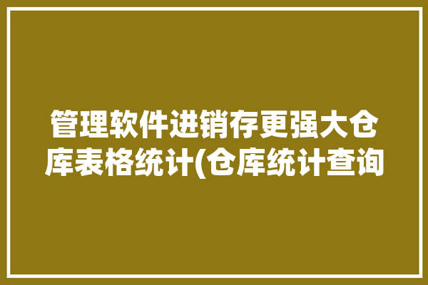 管理软件进销存更强大仓库表格统计(仓库统计查询汇总管理软件)