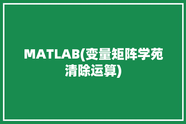 MATLAB(变量矩阵学苑清除运算)「matlab 清除变量」