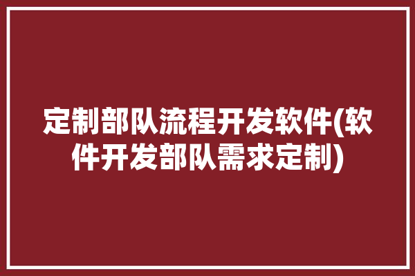 定制部队流程开发软件(软件开发部队需求定制)「部队软件开发招标条件」