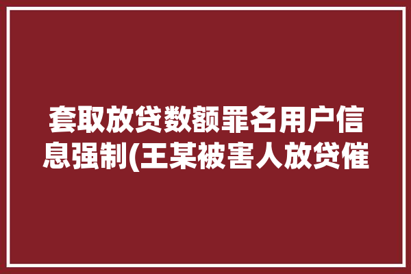 套取放贷数额罪名用户信息强制(王某被害人放贷催收犯罪嫌疑人)