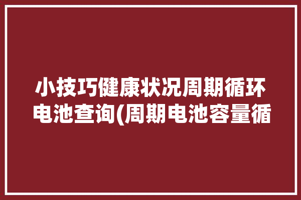 小技巧健康状况周期循环电池查询(周期电池容量循环之家)「电池循环次数查询软件」