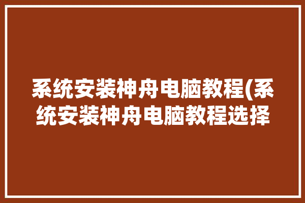 系统安装神舟电脑教程(系统安装神舟电脑教程选择如图)「神舟怎么安装系统」