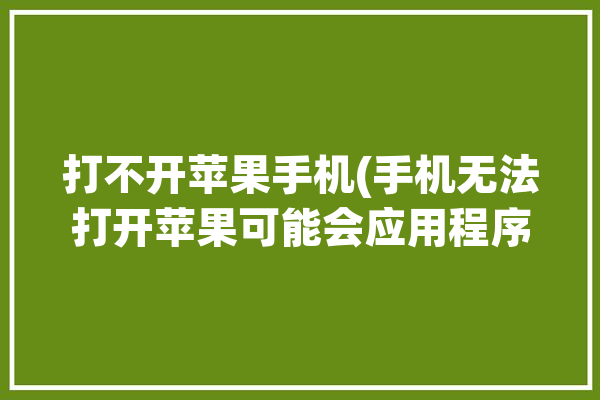 打不开苹果手机(手机无法打开苹果可能会应用程序)「iphone手机无法打开」