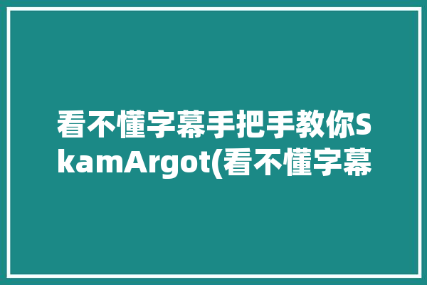 看不懂字幕手把手教你SkamArgot(看不懂字幕手把手教你法语这个词)「看不懂法语怎么说」