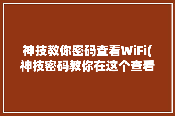 神技教你密码查看WiFi(神技密码教你在这个查看)「如何使用wifi密码查看神器」