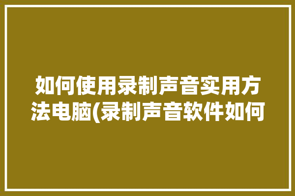 如何使用录制声音实用方法电脑(录制声音软件如何使用实用)「如何录制电脑内的声音」