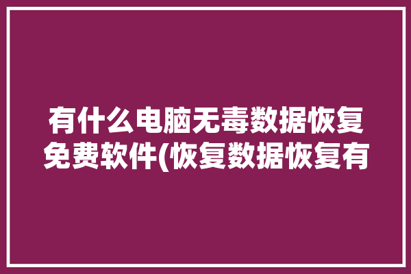 有什么电脑无毒数据恢复免费软件(恢复数据恢复有什么软件电脑)