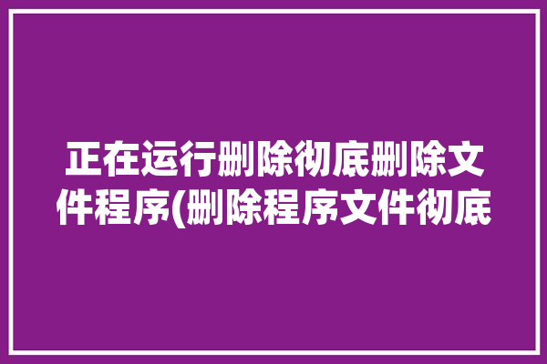 正在运行删除彻底删除文件程序(删除程序文件彻底删除正在运行)