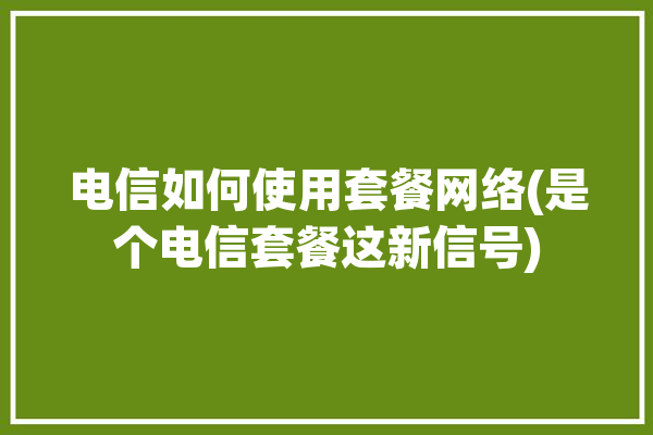 电信如何使用套餐网络(是个电信套餐这新信号)「电信套餐wifi怎么用」