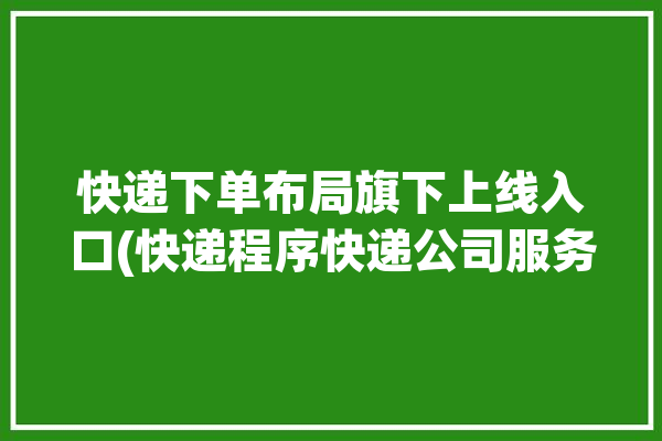 快递下单布局旗下上线入口(快递程序快递公司服务平台服务)「快递下单流程图」