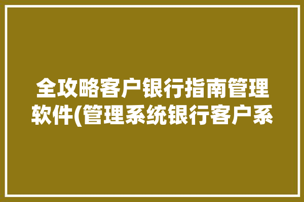 全攻略客户银行指南管理软件(管理系统银行客户系统数据)「银行的客户管理」