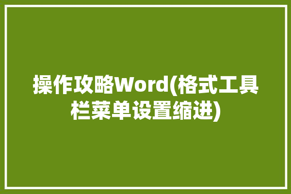 操作攻略Word(格式工具栏菜单设置缩进)