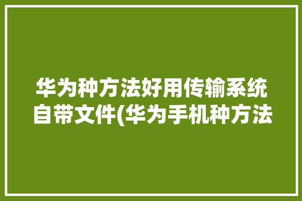 华为种方法好用传输系统自带文件(华为手机种方法好用传输)「华为的传输文件在哪里」