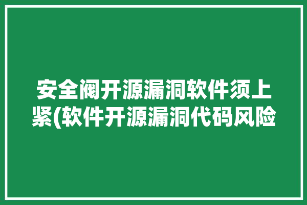 安全阀开源漏洞软件须上紧(软件开源漏洞代码风险)「安全阀内漏怎么在线处理」