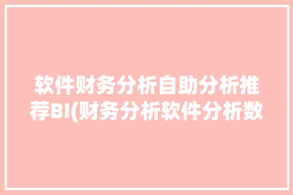 软件财务分析自助分析推荐BI(财务分析软件分析数据多维)「财务分析软件工具」