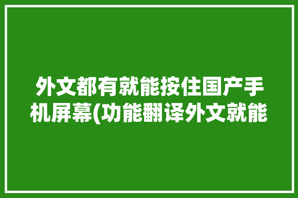 外文都有就能按住国产手机屏幕(功能翻译外文就能都有)「能翻译手机屏幕英语的软件」