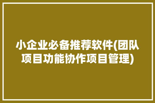 小企业必备推荐软件(团队项目功能协作项目管理)「小团队协作的app推荐」