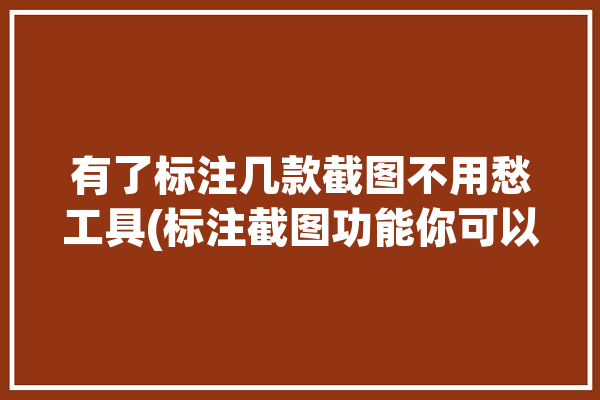 有了标注几款截图不用愁工具(标注截图功能你可以有了)「怎么标注截图」