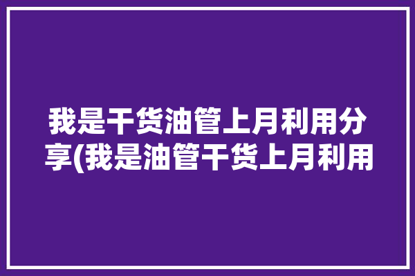 我是干货油管上月利用分享(我是油管干货上月利用)「油管主怎么盈利」