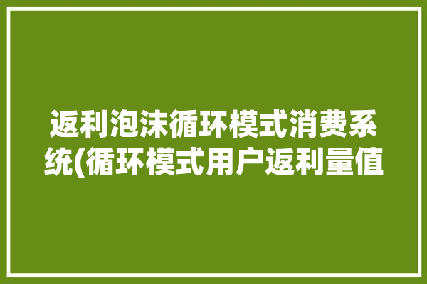 返利泡沫循环模式消费系统(循环模式用户返利量值)