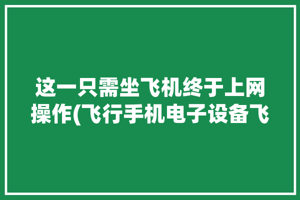 这一只需坐飞机终于上网操作(飞行手机电子设备飞机东航)「东航飞机上手机怎么上网」