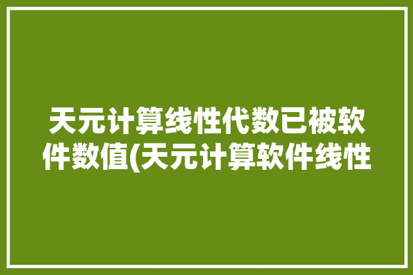 天元计算线性代数已被软件数值(天元计算软件线性代数数值)「天元计算机」