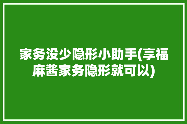 家务没少隐形小助手(享福麻酱家务隐形就可以)