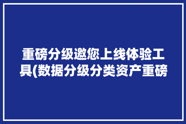 重磅分级邀您上线体验工具(数据分级分类资产重磅)「数据分级分类系统」