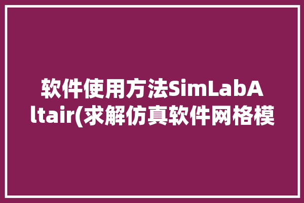 软件使用方法SimLabAltair(求解仿真软件网格模型)「仿真网格划分软件」